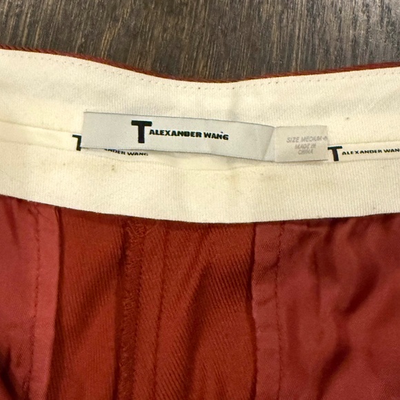 Alexander Wang Pants Slim Fit M Flat Front Slacks Rust Brick Red 26" Inseam - Picture 4 of 12
